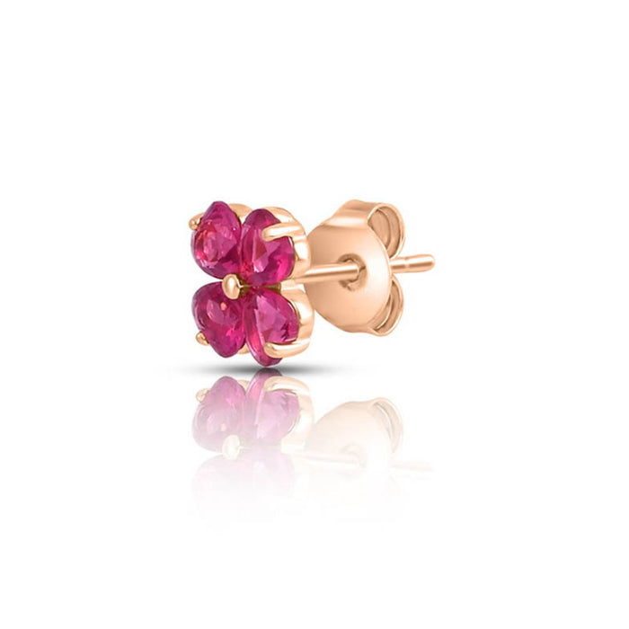 Pink Floral Rose Gold Plated 925 Sterling Silver Earrings