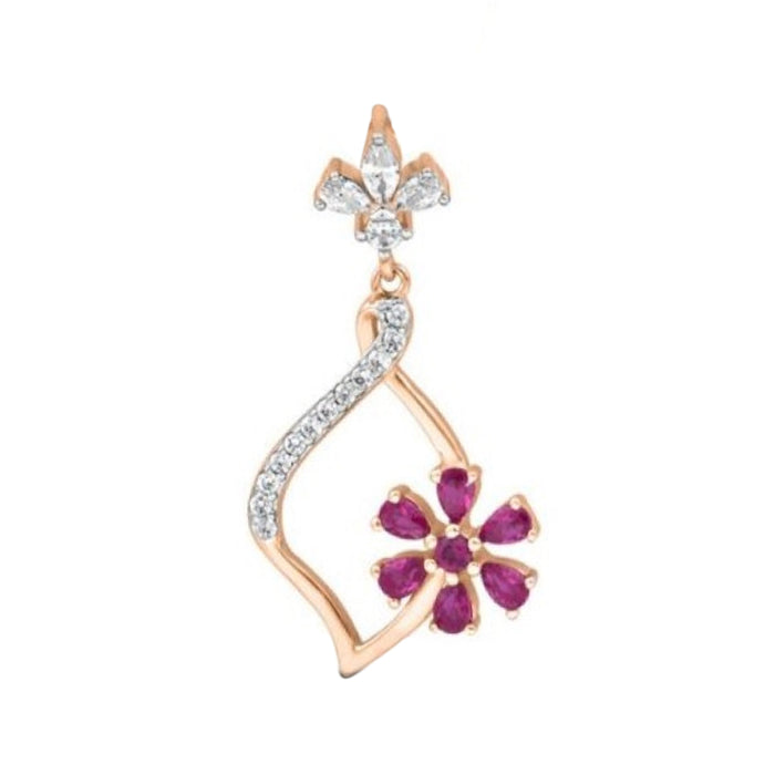 Pink floral Rose Gold Plated 925 Sterling Silver Pendants