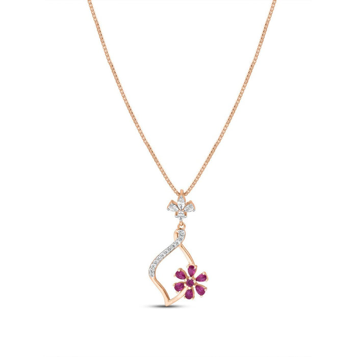 Pink floral Rose Gold Plated 925 Sterling Silver Pendants