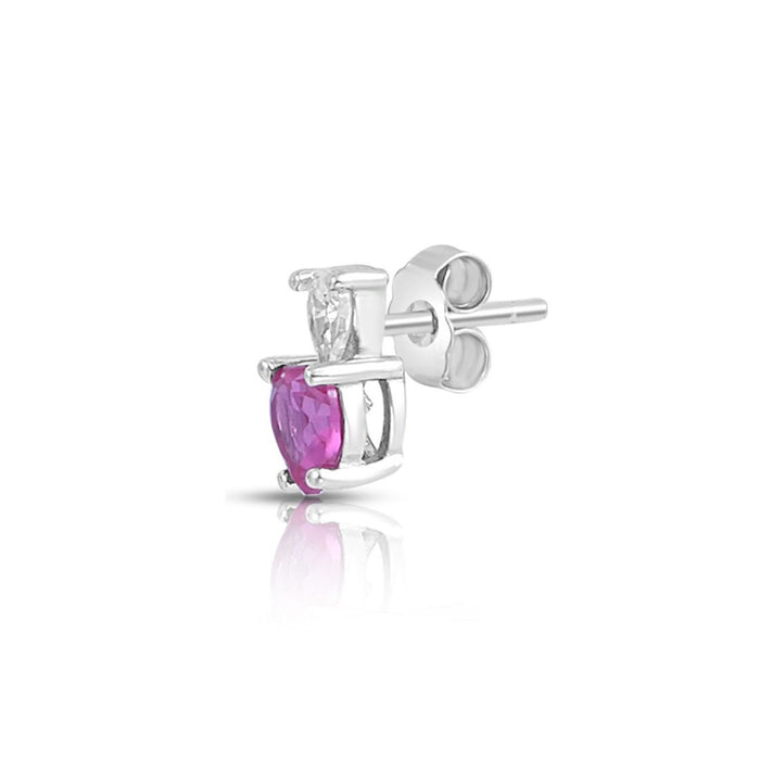 Pink Heart Rhodium Plated 925 Sterling Silver Earrings