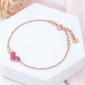 Pink Heart Rose Gold Plated 925 Sterling Silver Bracelet