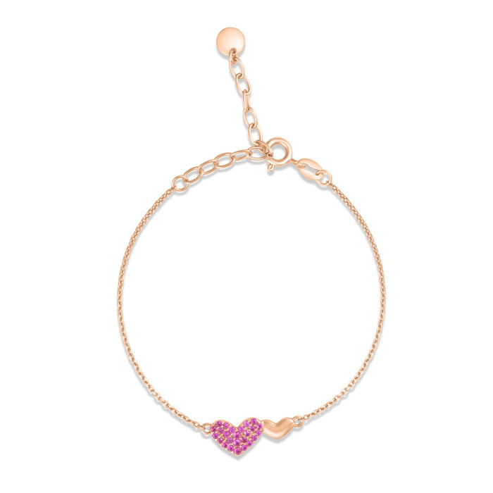 Pink Heart Rose Gold Plated 925 Sterling Silver Bracelet