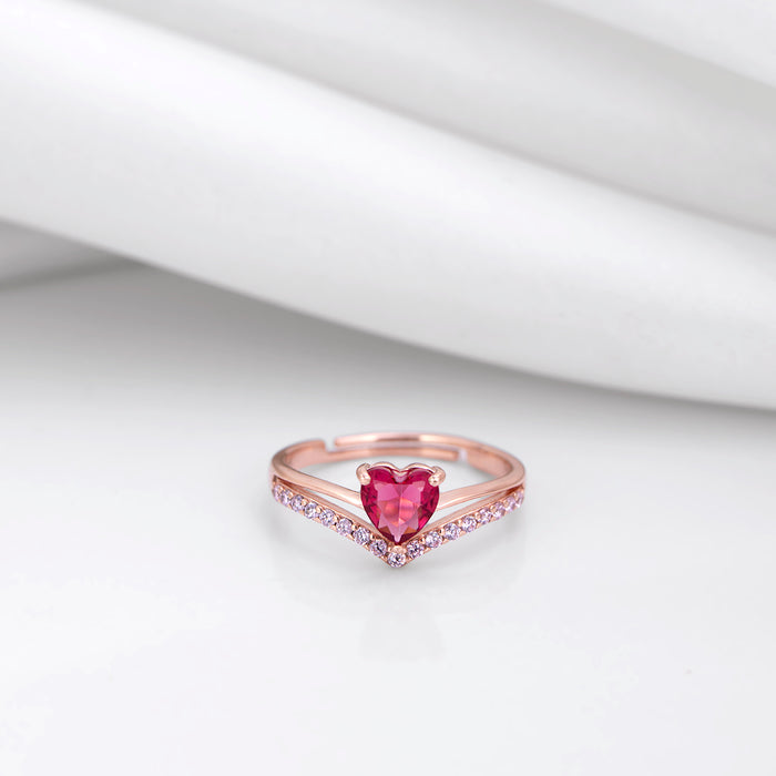925 Sterling Silver Pink Heart Rose Gold Plated 925 Sterling Silver Ring for Women – Zavya