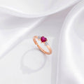 Pink Heart Rose Gold Plated 925 Sterling Silver Women Ring