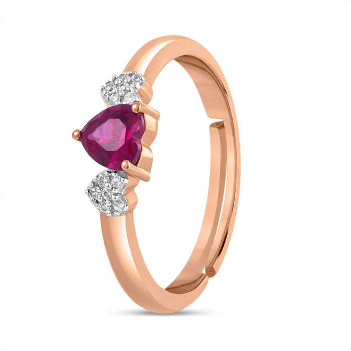 Pink Heart Rose Gold Plated 925 Sterling Silver Women Ring