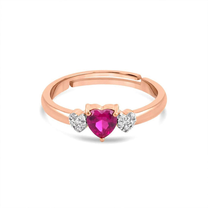 Pink Heart Rose Gold Plated 925 Sterling Silver Women Ring