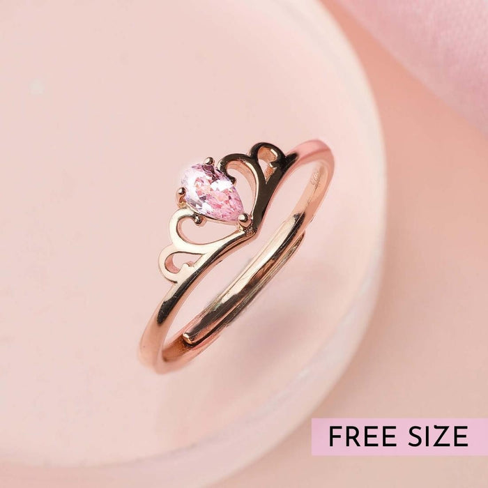 Pink Princess CZ Rose Gold Plated 925 Silver Womens Ring (Adjustable)
