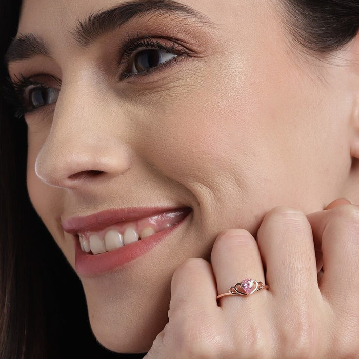 Pink Princess CZ Rose Gold Plated 925 Silver Womens Ring (Adjustable)