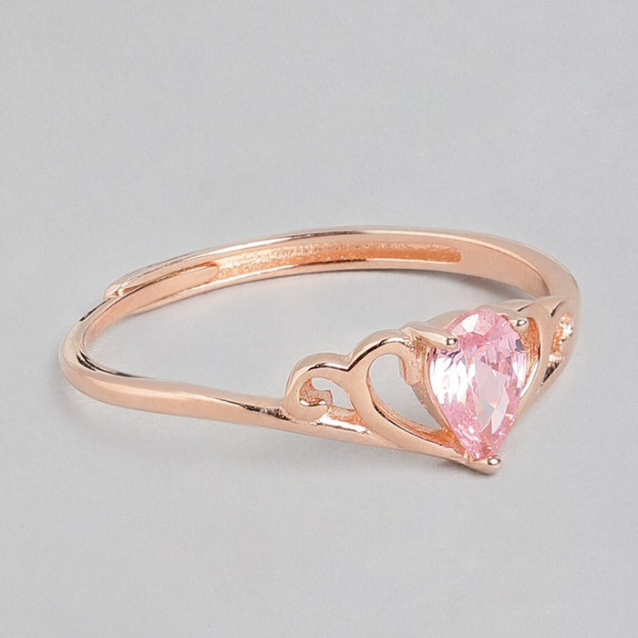 Pink Princess CZ Rose Gold Plated 925 Silver Womens Ring (Adjustable)
