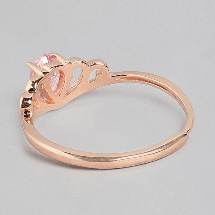 Pink Princess CZ Rose Gold Plated 925 Silver Womens Ring (Adjustable)