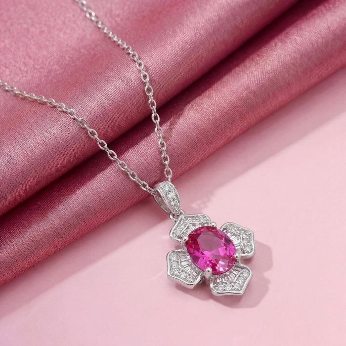 Pink Radiance Rhodium Plated 925 Silver Necklace