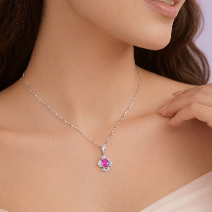 Pink Radiance Rhodium Plated 925 Silver Necklace