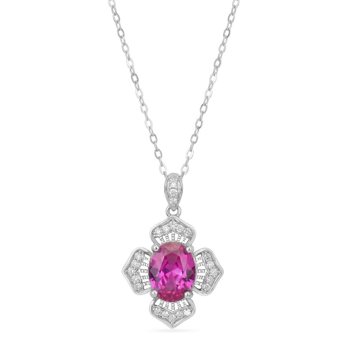 Pink Radiance Rhodium Plated 925 Silver Necklace
