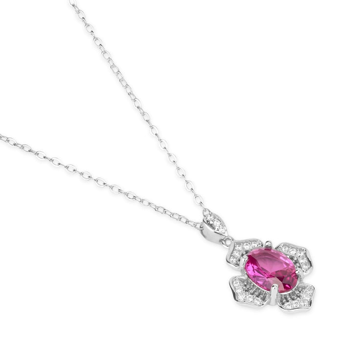 Pink Radiance Rhodium Plated 925 Silver Necklace