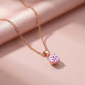 Pink Solitaire Rose Gold Plated 925 Silver Pendant with Link Chain