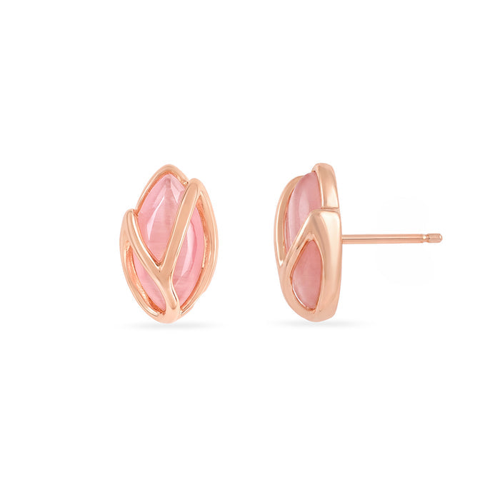 Pink Stone Rose Gold Plated 925 Sterling Silver Earrings
