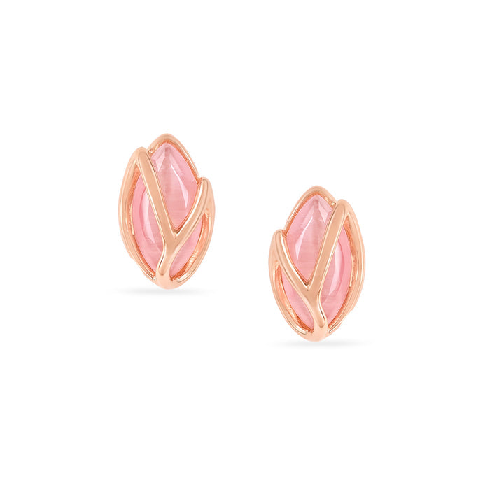 Pink Stone Rose Gold Plated 925 Sterling Silver Earrings