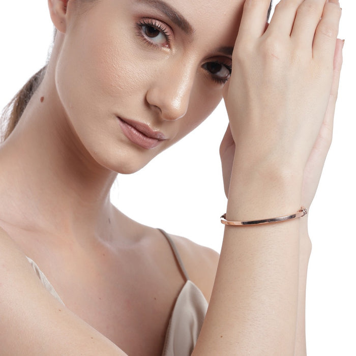 Plain Rose Gold 925 Sterling Silver Bracelet
