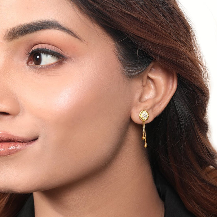 Polished Circular Gold Plated 925 Sterling Silver Drop Earrings