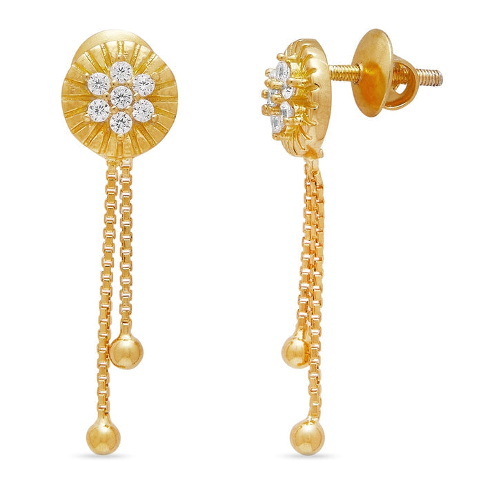 Polished Circular Gold Plated 925 Sterling Silver Drop Earrings