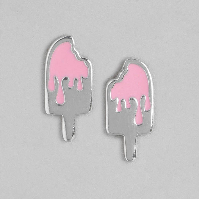 Popsicle Funky Rhodium Plated 925 Sterling Silver Studs
