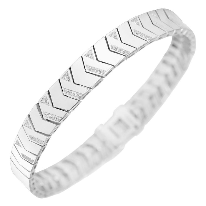 Premium CZ Rhodium-Plated 925 Sterling Silver Men's Chain Bracelet (One Size)