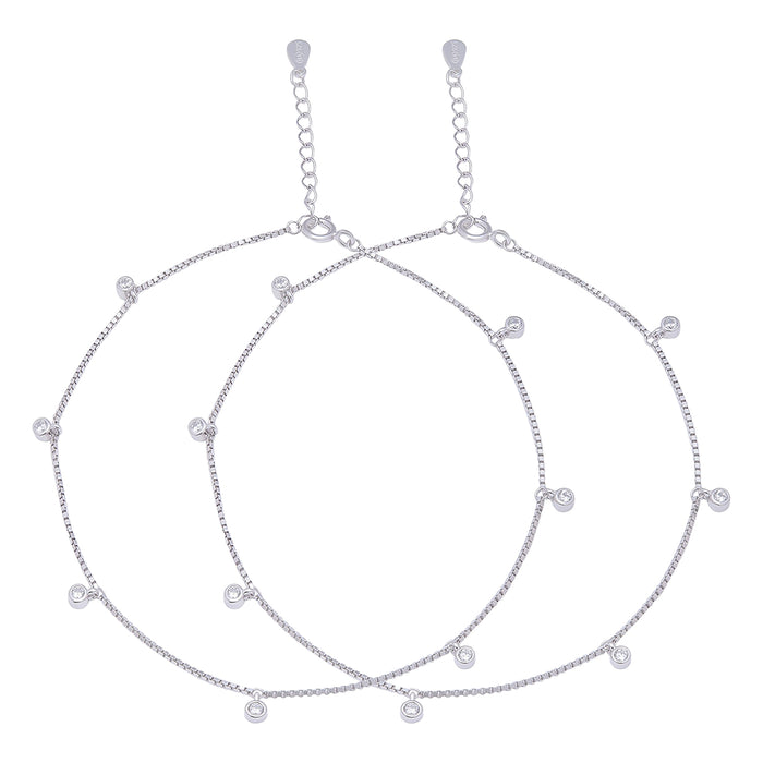 Pretty Delicate Drops 925 Silver Anklets
