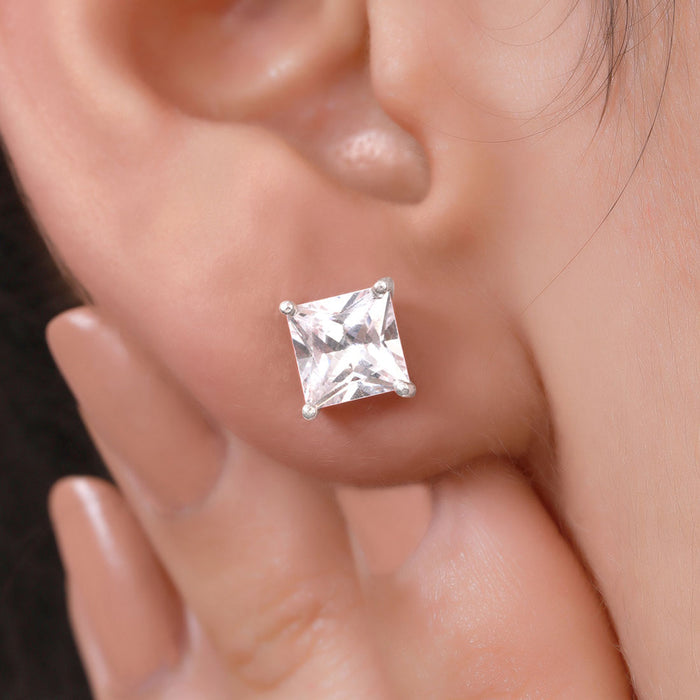 Princess Cut Solitaire 925 Sterling Silver Stud Earrings