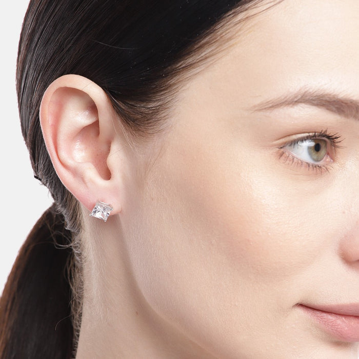 Princess Cut Solitaire 925 Sterling Silver Stud Earrings