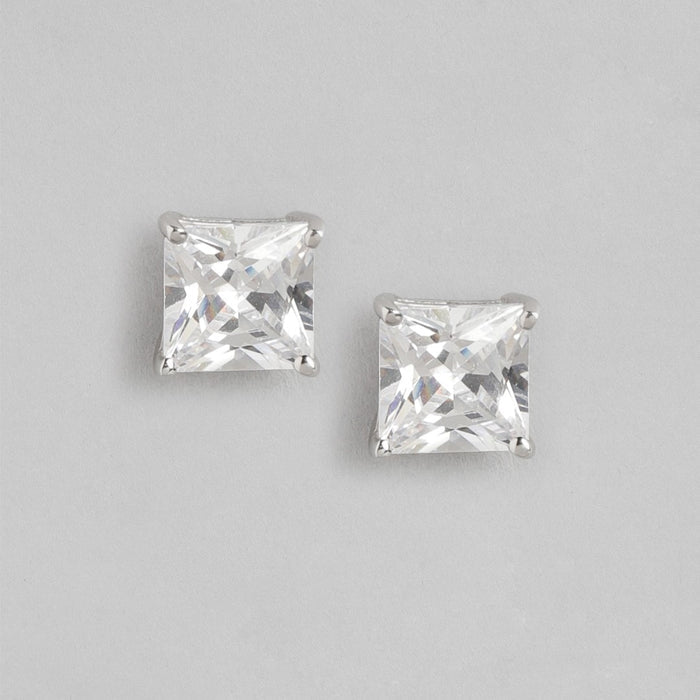 Princess Cut Solitaire 925 Sterling Silver Stud Earrings