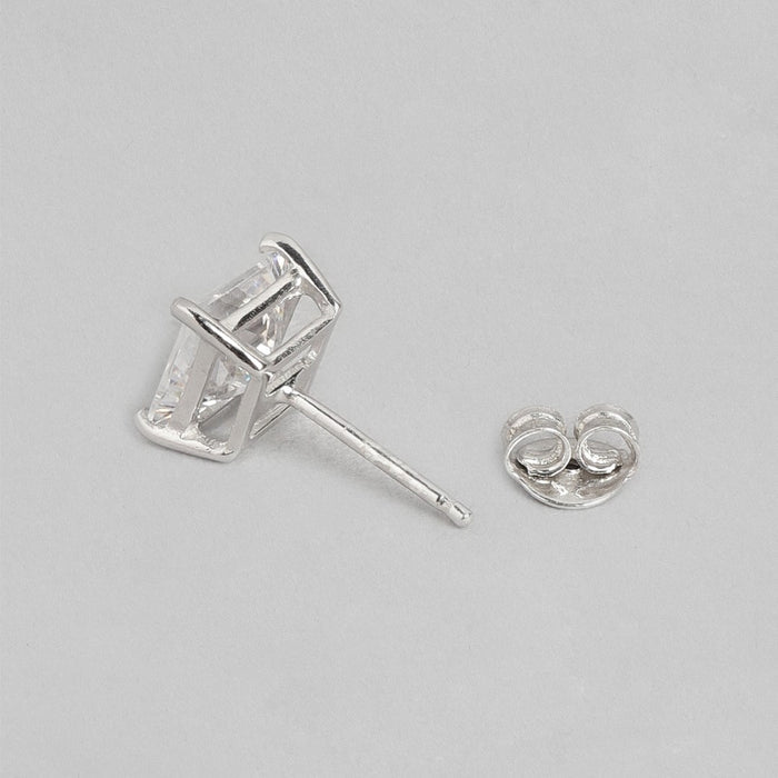 Princess Cut Solitaire 925 Sterling Silver Stud Earrings