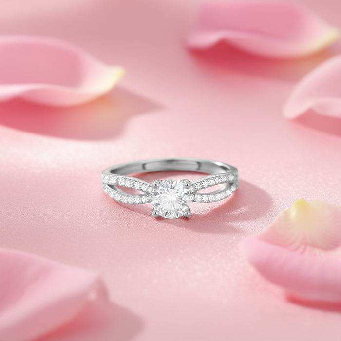 925 Sterling Silver Promise of Forever Solitaire Rhodium Plated Ring (Adjustable) for Women – Zavya