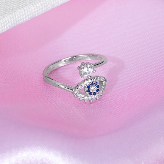 Protective Charm Rhodium Plated 925 Sterling Silver Ring