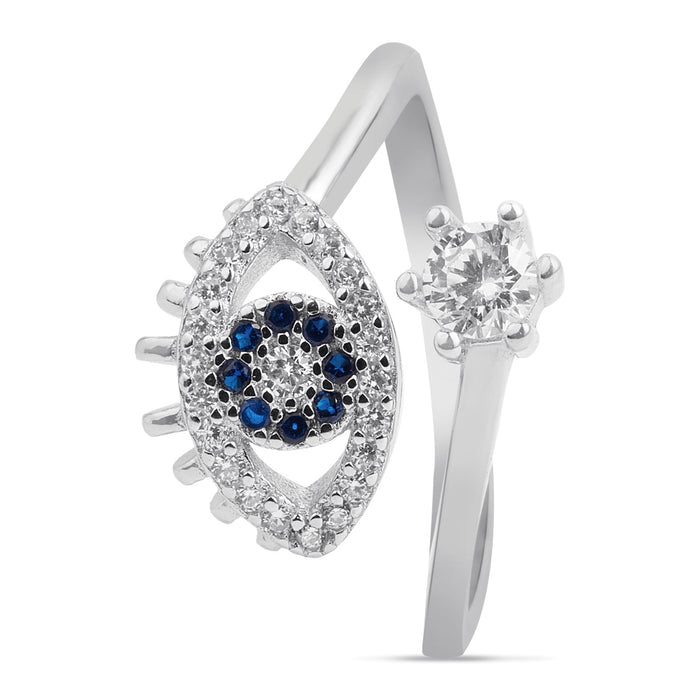 Protective Charm Rhodium Plated 925 Sterling Silver Ring