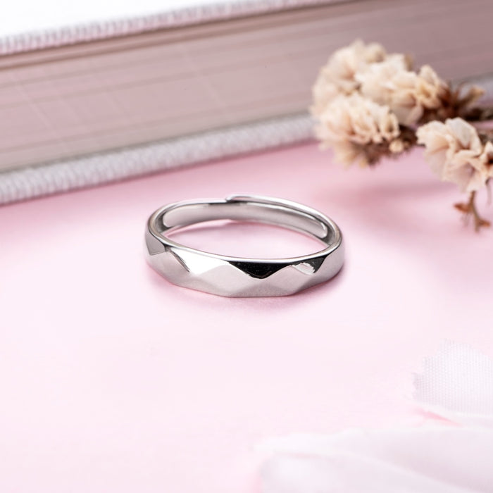 Pure Elegance Rhodium Plated 925 Silver Mens Ring (Adjustable)