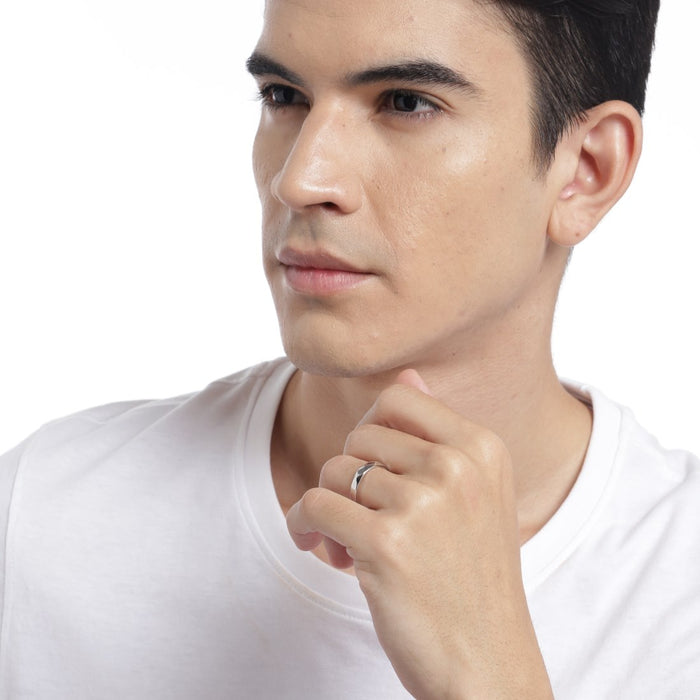 Pure Elegance Rhodium Plated 925 Silver Mens Ring (Adjustable)