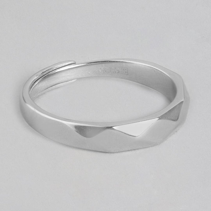 Pure Elegance Rhodium Plated 925 Silver Mens Ring (Adjustable)