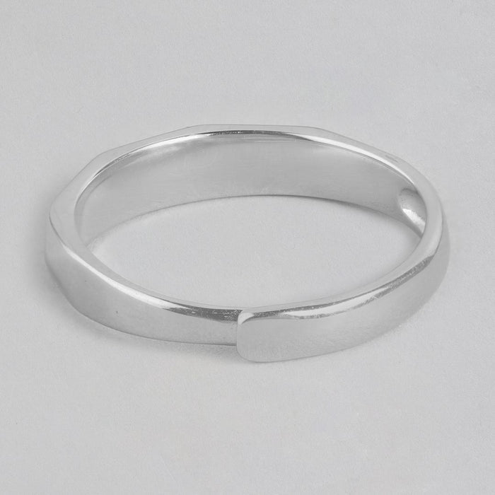 Pure Elegance Rhodium Plated 925 Silver Mens Ring (Adjustable)