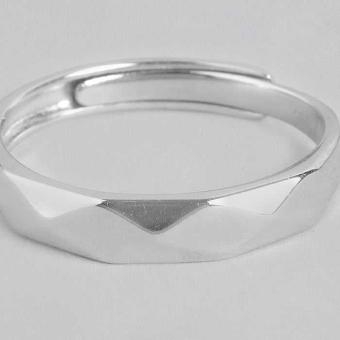 Pure Elegance Rhodium Plated 925 Silver Mens Ring (Adjustable)