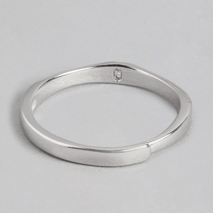 Pure Elegance Sterling Silver Rhodium-Plated Ring with Brilliant Cubic Zirconia (Adjustable)