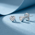 Pure Love Heart Rhodium Plated 925 Silver Studs Earring