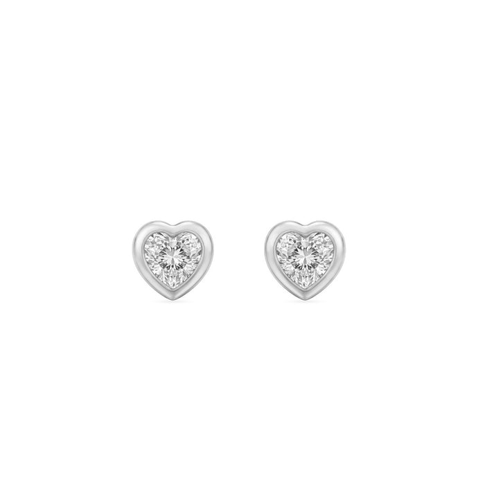 Pure Love Heart Rhodium Plated 925 Silver Studs Earring