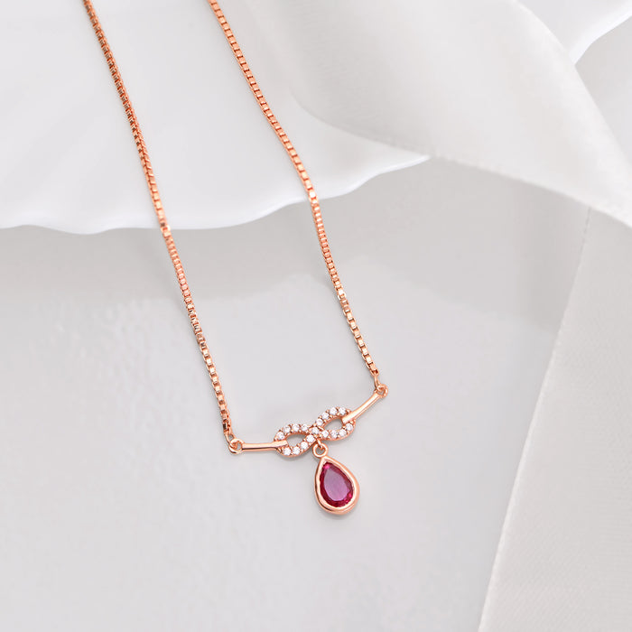 Purple Drop Rose Gold Plated 925 Sterling Silver Necklace