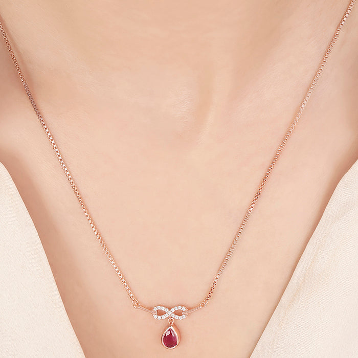 Purple Drop Rose Gold Plated 925 Sterling Silver Necklace