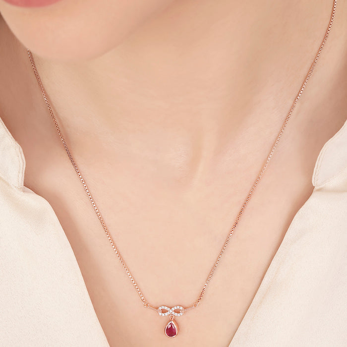 Purple Drop Rose Gold Plated 925 Sterling Silver Necklace