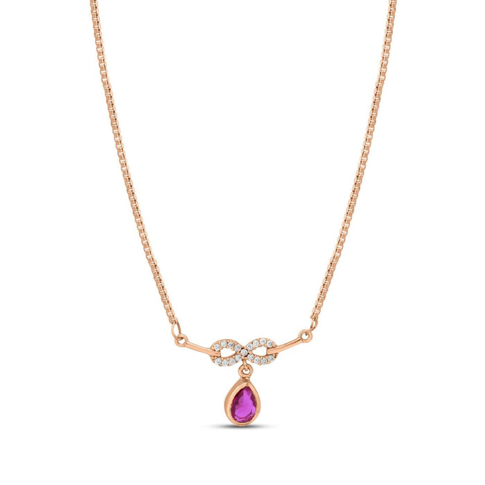 Purple Drop Rose Gold Plated 925 Sterling Silver Necklace