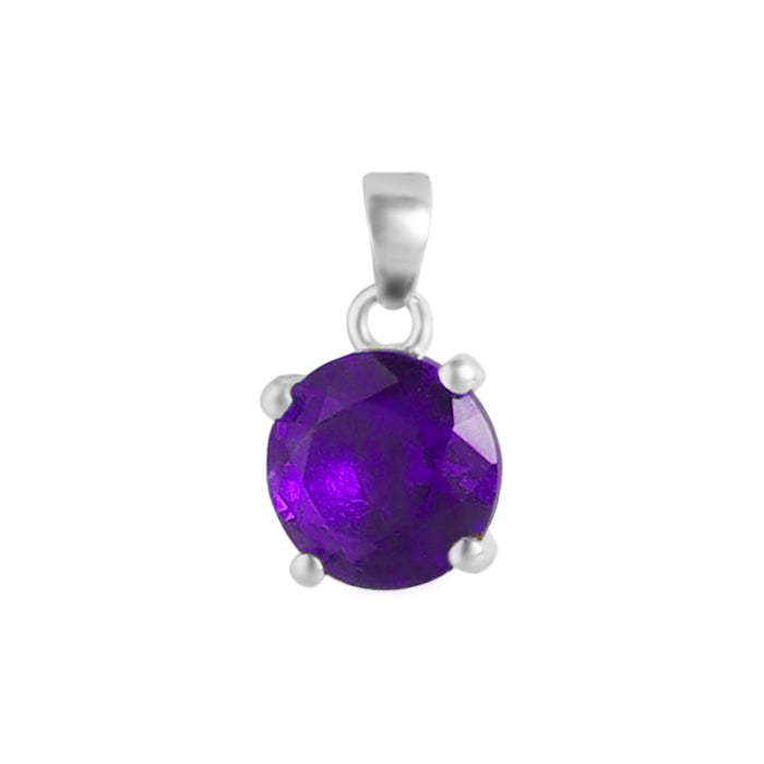 Purple Solitaire Box Chained 925 Sterling Silver Pendant with Chain