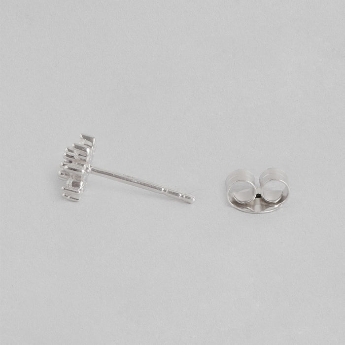 Purple Stone CZ Star Rhodium Plated 925 Sterling Silver Studs