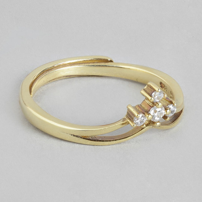 Queen's Crown Cubic Zirconia Gold Plated 925 Sterling Silver Ring (Adjustable)