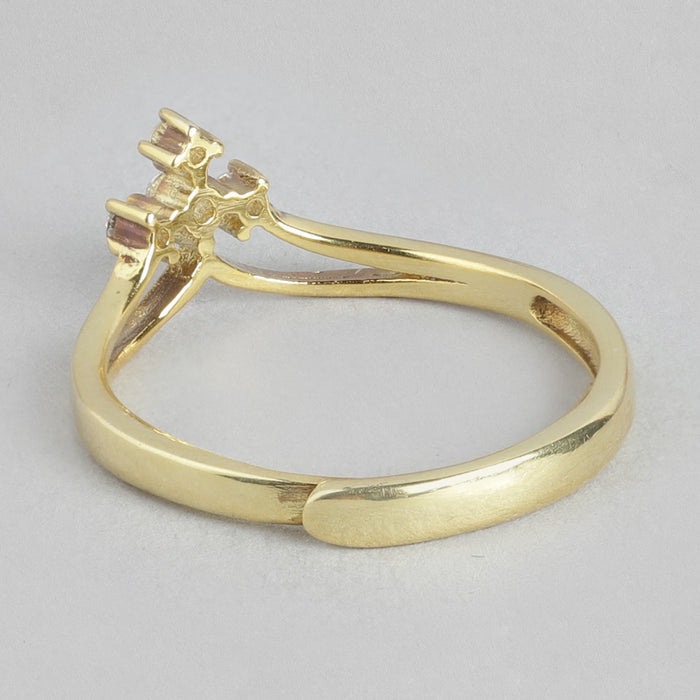 Queen's Crown Cubic Zirconia Gold Plated 925 Sterling Silver Ring (Adjustable)